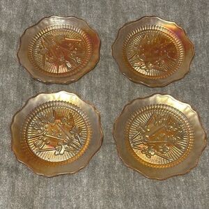 Vintage Jeanette Iris Saucers Depression Carnival
Glass 5.5" Plates MCM 1960's